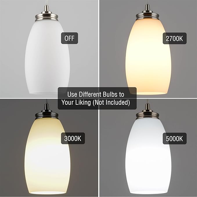 Kira Home Coast 9" Set of 2 Modern Mini Pendant Light with Frosted Glass Shades, Brushed Nickel Hanging Light with Satin White Oval Glass, Brushed Nickel Finish