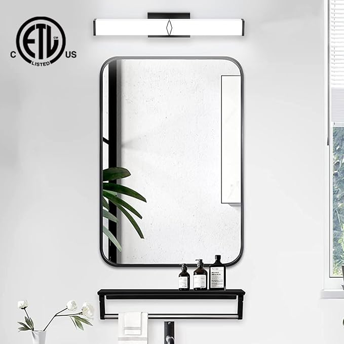 24 Inch Bathroom Vanity Light 2500LM, 5700K Daylight White Modern Bathroom Light Dimmable, AC 120V 25W Matte Black LED Vanity Lighting Fixtures Wall Sconce ETL Certified, 1Pack