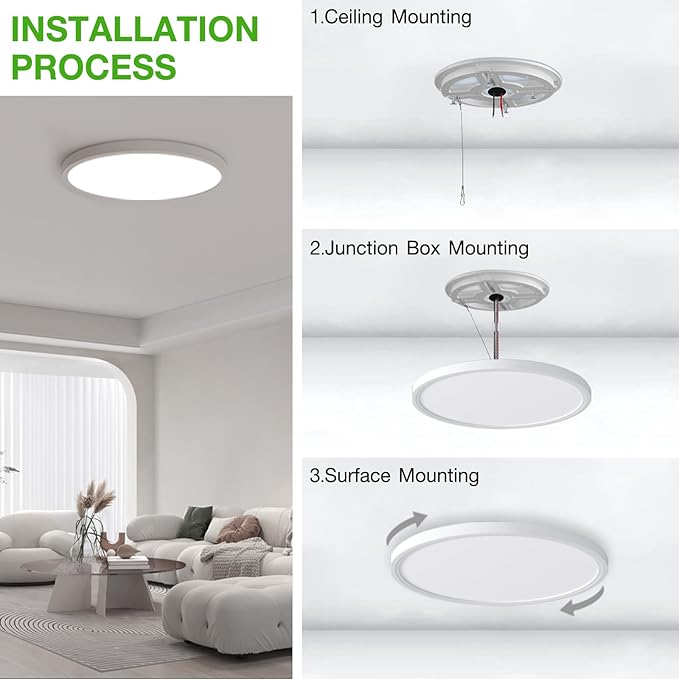 2Pack 15.8Inch LED Flush Mount Ceiling Light Fixture,32W 3200LM, Dimmable CCT 3000K/4000K/5000K,Round Flat Panel Light for Bedroom,0.7Inch Thin Modern Low Profile Ceiling Lights for Hallway,Kitchen