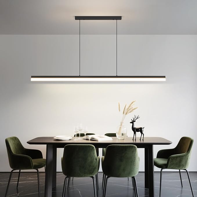 Modern LED Linear Pendant Light, 31IN Ceiling Chandlier Light Fixtures Hanging with Remote Control 3000k-6500K Adjustable Color Temperature Island Light for Dining Room, Kitchen