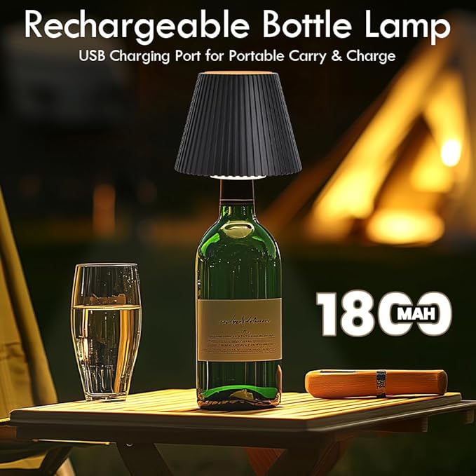 WILIT Wireless Lamp Shades for Liquor Bottle Lights, 3 Level Brightness Cordless Table Lamp, Table Top Decor for Living Room, Wine Lamp Touch Lamps for Nightstand, Housewarming Gifts New Home