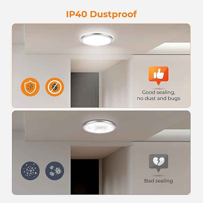 BLNAN LED Flush Mount Ceiling Light Fixture, Super Slim 9 Inch LED Ceiling Light, 3000K/4000K/5000K 3 Color Selectable Ceiling Lamp - Round Flat Light Fixture for Kitchen Bathroom Shower