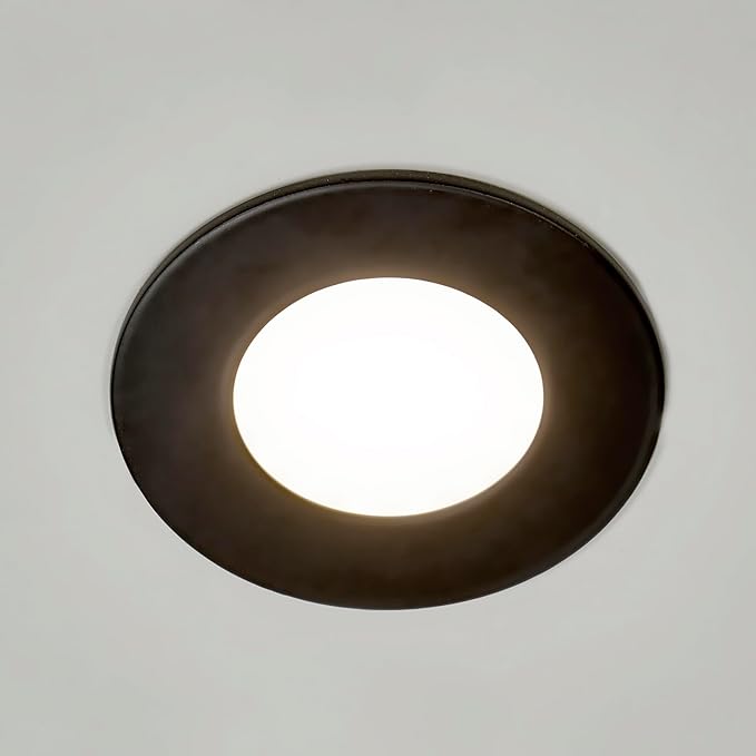 Maxxima 3 in. 5 CCT Ultra Thin Recessed LED Downlight, 400 Lumens, Slim Canless Light, IC Rated, 5 Color Temperature Selectable 2700K/3000K/3500K/4000K/5000K, Dimmable, Black Trim, J-Box Included