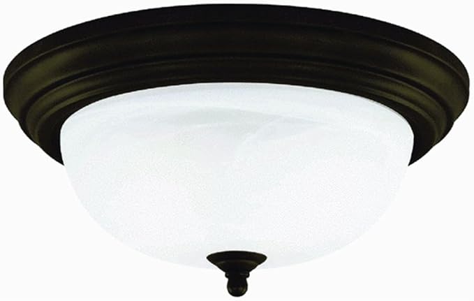 Westinghouse 64290 11-Inch One-Light Flush Mount Fixture, Oil Rubbed Bronze with Frosted White Alabaster Globe
