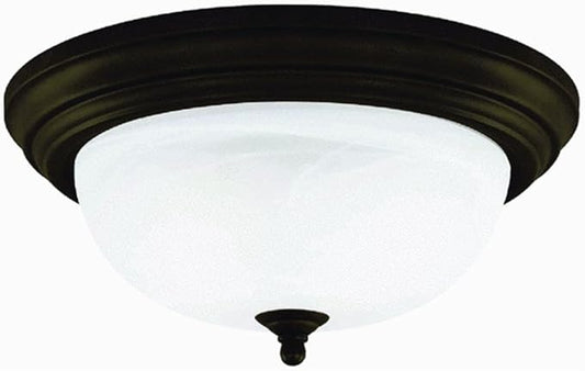 Westinghouse 64290 11-Inch One-Light Flush Mount Fixture, Oil Rubbed Bronze with Frosted White Alabaster Globe