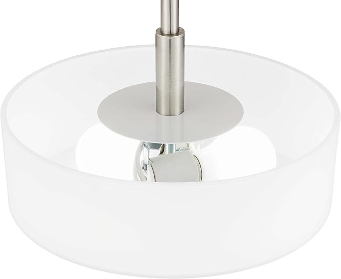 Tawson Abra 2-Light Semi Flush Mount Light with Etched Glass in Drump Shade Brushed Finish for Hallway, Entryway, Passway, Dining Room, Bedroom, Garage, Kitchen Island, Balcony