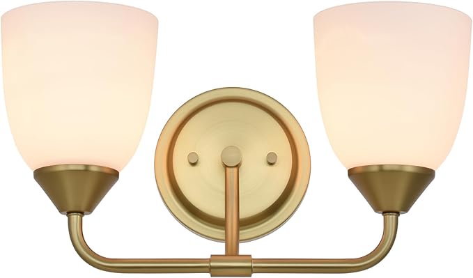 Gold 2-Light Traditional Bathroom Vanity Light Fixtures Over Mirror, Modern Vanity Lights for Living Room, Standard E26 Base, Aged Brass