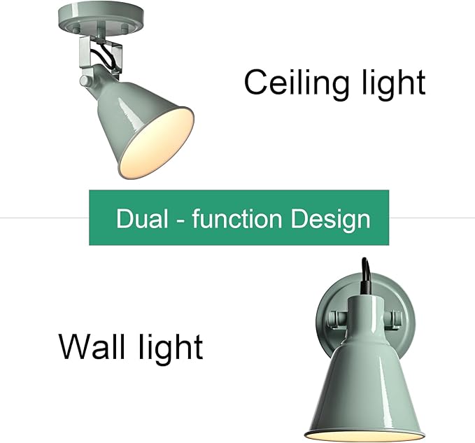 DIRYZON 1-Light Adjustable Sea Blue Green Spotlight, Semi Flush Mount Ceiling Light Fixture Track Light for Bedroom, Kitchen, Hallway & Wall Art Display