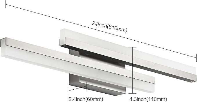 PRESDE 24 Inch LED Vanity Light Brushed Nickel Bathroom Light Fixtures Over Mirror Modern Bath Lighting Bar 5CCT