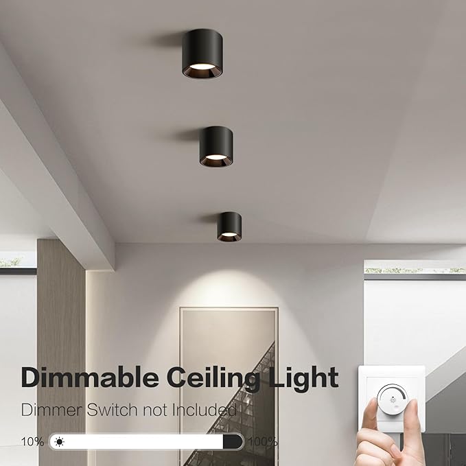 OKELI Hallway Light Flush Mount Modern LED Ceiling Light Fixtures for Kitchen Entryway, 20W 4000K Dimmable Close to Ceiling Lighting, 4.6'' Cylinder Ceiling Lamps for Dining Room Living Room