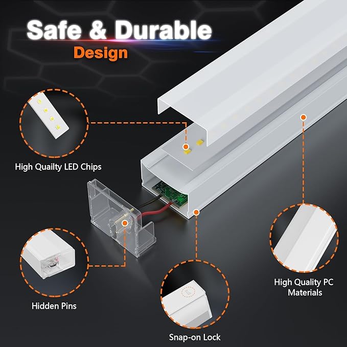Hexagon Garage Lights, 14 Grids Hexagon LED Lights with Rectangle Frame, 603W 6500K Super Bright Honeycomb Light for Warehouse, Car Detailing Shop, Exhibition Hall, Gym(Orange)