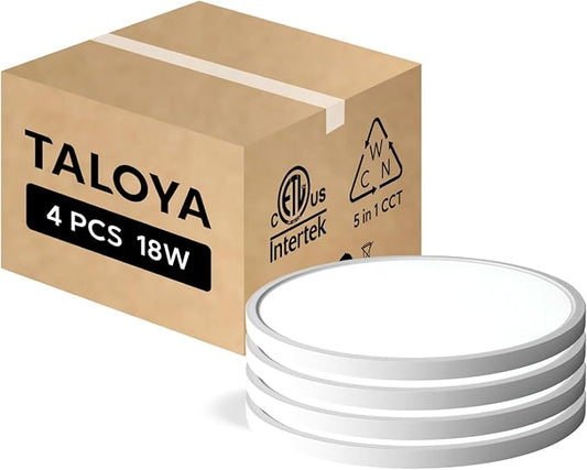 TALOYA Flush Mount Ceiling Light,4 Pack,10 Inch,18W,5000K Daylight Super Slim LED Ceiling Light for Bedroom, Living Room, Kitchen, Laundry and Hallway