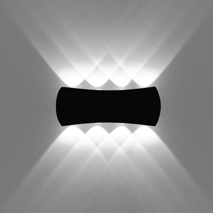 Kawell 8W Modern Wall Sconces LED Wall Light Up Down Indoor Outdoor Aluminum Wall Lamp LED Waterproof IP65 for Bedroom Living Room Bathroom Stairs Hallway Corridor Porch, Black 6000K