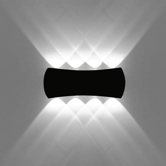Kawell 8W Modern Wall Sconces LED Wall Light Up Down Indoor Outdoor Aluminum Wall Lamp LED Waterproof IP65 for Bedroom Living Room Bathroom Stairs Hallway Corridor Porch, Black 6000K