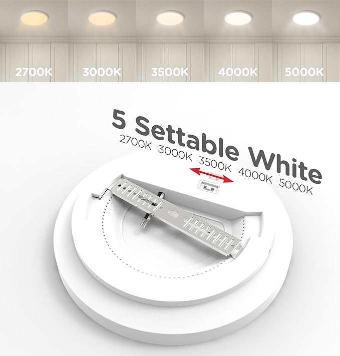 Leetdud Flush Mount LED Ceiling Light Wired, 9 Inch 18W, 5 CCT 2700/3000/3500/4000/5000K, Brightness Settable 1800LM Surface Mount Closet Light for Stair Hallway Laundry Porch, White