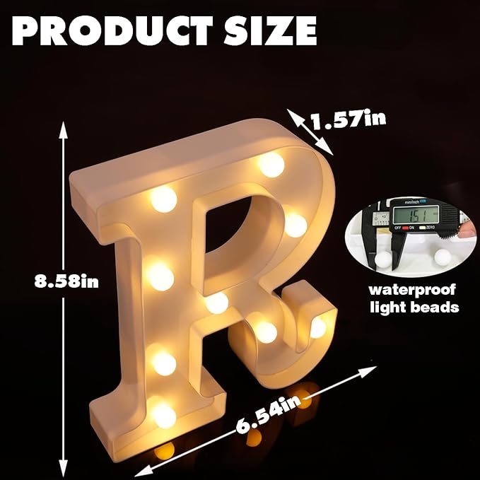DyingSwan Small Led Marquee Letters, Light Up Letters, 8.58 Inch Led Letter Lights, Battery Powered Lighted Sign for Table, Party, Birthday, Christmas Decor (Letter R)