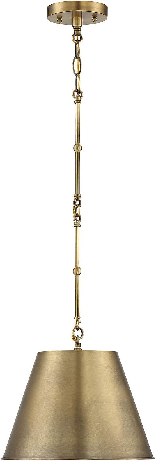 Savoy House 7-132-1-322 Alden Traditional Metal Cone Pendant, 1-Light 60 Watt, 9" H x 12" W, Warm Brass