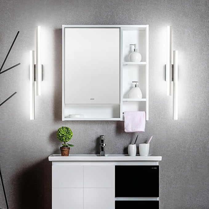 PRESDE 32 Inch LED Bathroom Vanity Light Bar, Modern Brushed Nickel Bath Lighting Fixture Over Mirror Dimmable
