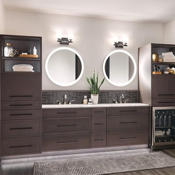 Kichler Marette 13.5" 2 Light Vanity Light with Satin Etched Cased Opal Glass in Black