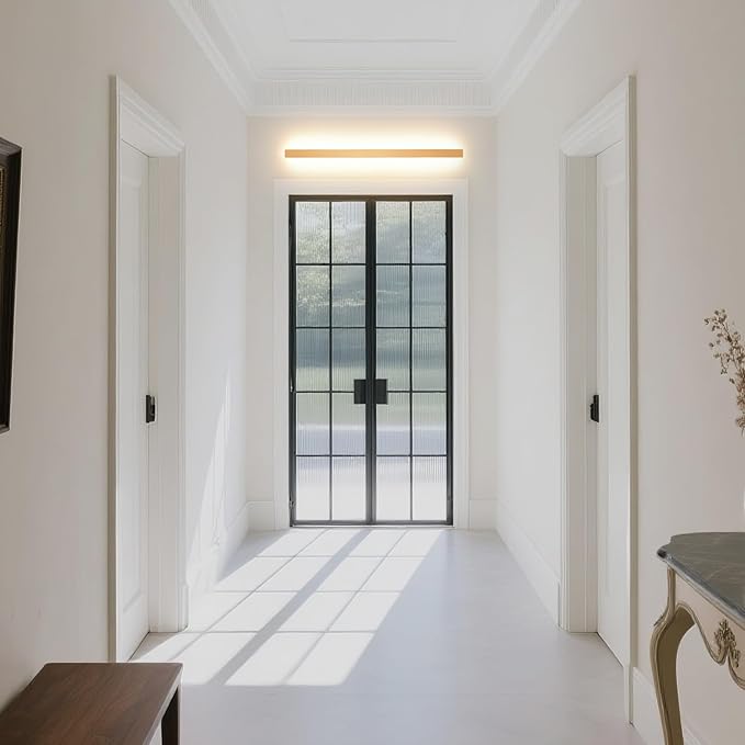 KELUOLY Modern Plug in Long Wall Sconce, 39" Gold Matte LED Wall Lights, 20W Warm White 3000K Acrylic Indoor Wall lamp, with 59" Plug Cable for Bedroom, Living Room, Hallway