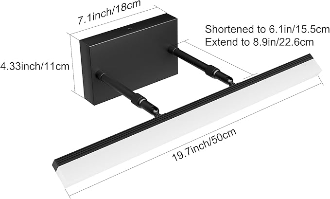 Aipsun 19.7 inch Modern Black Vanity Light Adjustable LED Bathroom Light Fixture Over Mirror Rotatable Vanity Lighting 5500K