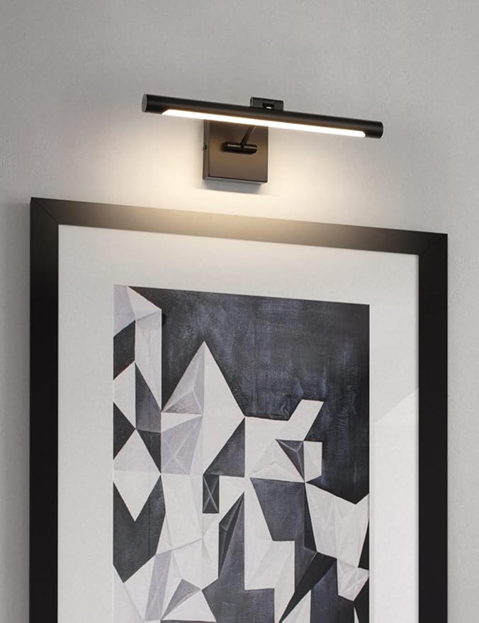 Joosenhouse LED Picture Light Fixtures 16.53" Inches Long Modern Black Wall Lamps with Rotatable Lighting Tube Picture Frame Lights for Paintings 7W(50W Eqv.) Hardwired Connection 3000K