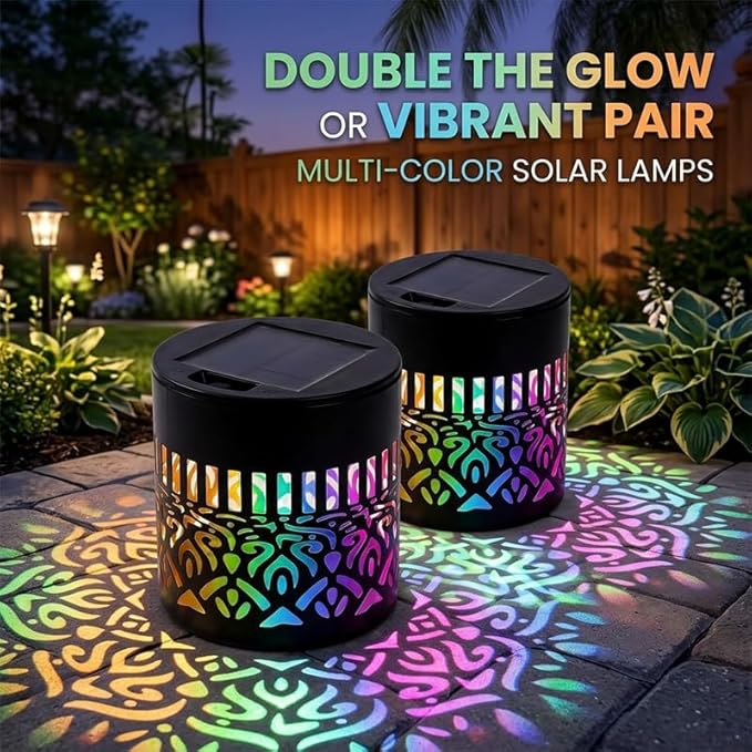 1 Pcs Solar Mandala Lights Outdoor: Metal Waterproof Solar Wall Lights with Decorative Projection Pattern - Solar Garden Lights for Fence Patio Deck Backyard Walkway Yard Decor