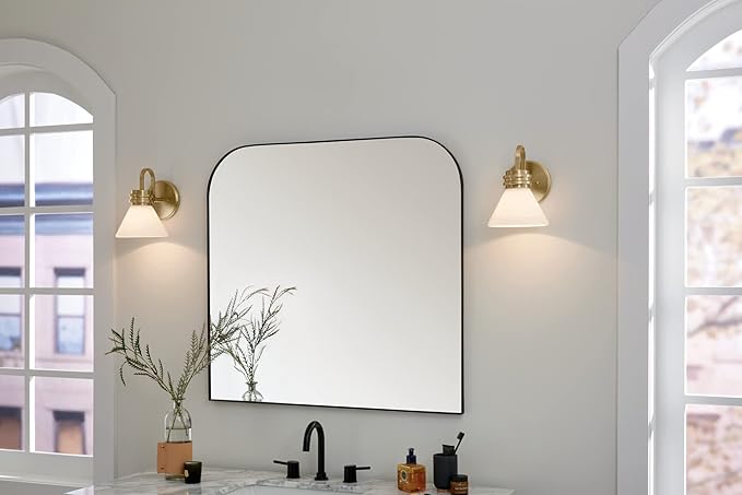 Kichler Farum 9.5 Inch 1 Light Wall Sconce with Opal Glass in Champagne Bronze, for Fireplace, Kitchen, Bedroom, Hallway, or Vanity, (7.25" W x 9.5" H), 55153CPZ