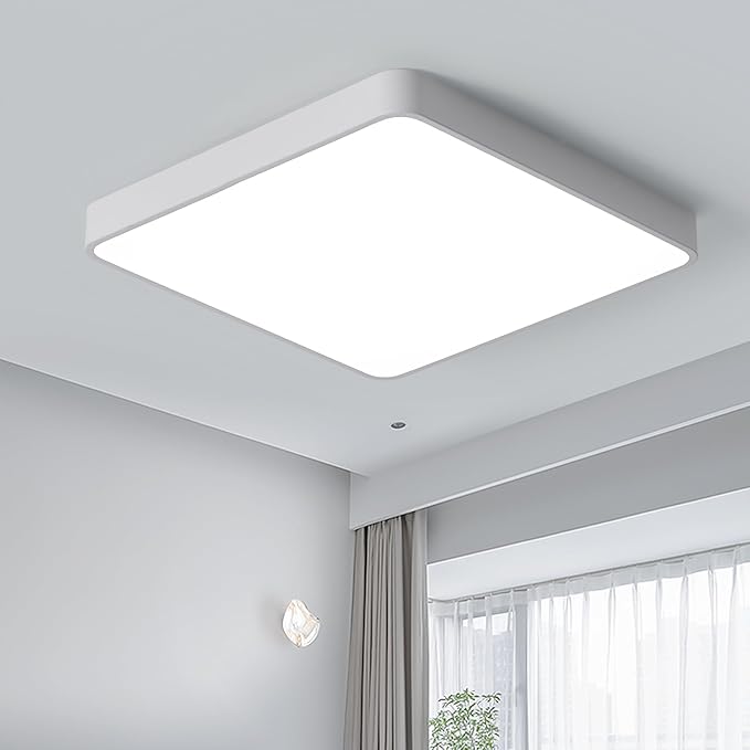 Ganeed 19.6 inch LED Ceiling Lights, 39W Square Flush Mount Day Light 6500K LED Ceiling Lamp, Energy Saving Light Fixture for Office Bedroom Kitchen Hallway Hotel, White