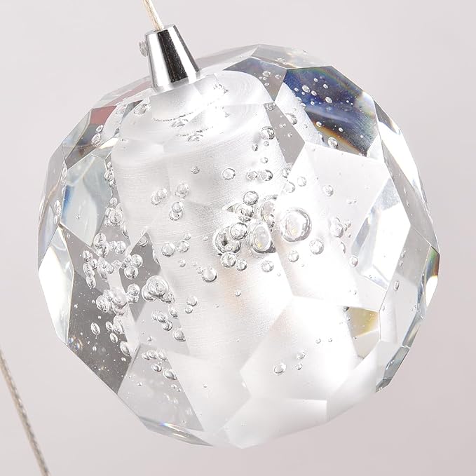 3 Lights Pendant Light Fixture, Black Cluster Pendant Lights Kitchen Island, Bubble Crystal Pendant Lighting Modern Hanging Light for Dining Room