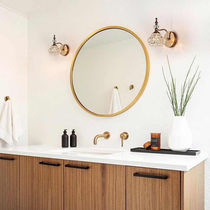 2-Pack 4.7 inch Wall Sconces Brass Bathroom Wall Light Fixtures, Spray Painting Process Modern Durable Vanity Lights for Bathroom Bedroom Living Room