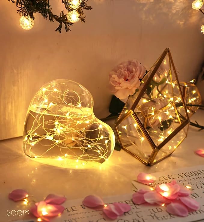 6 Pack Fairy Lights Battery Operated with Timer 2PCS Remote - 6.5ft 20LED Warm White Twinkle Lights Waterproof Silver Wire Fireflies Lights DIY Mason Jar Wedding Party Christmas Centerpiece Table Deco