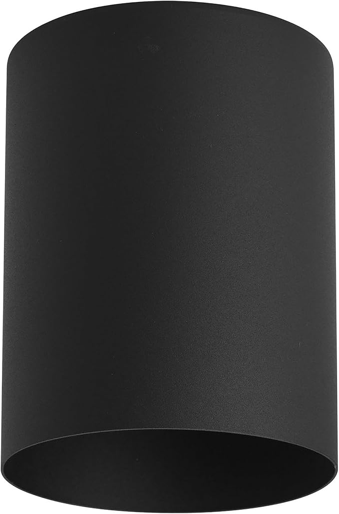 Progress Lighting 5-Inch Cylinder Outdoor Ceiling Light, 1-Light Modern Flush Mount Ceiling Light Fixture, Interior and Exterior Lighting for Home or Porch, Aluminum Construction, Black (P5774-31)