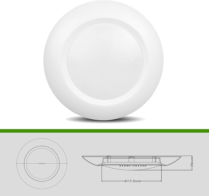 8 Pack 6 Inch LED Low Profile Recessed & Surface Mount Disk Light, Round, 15W, 900 Lumens, 4000K Cool White, CRI80, Driverless Design, Dimmable, ETL Listed, White