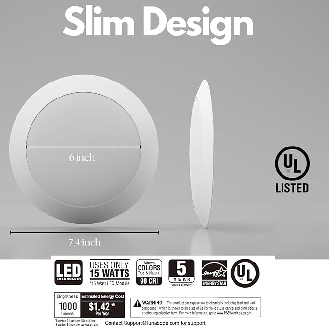 7.5 Inch Disc Light I Dimmable Ceiling Light Fixtures | 5CCT LED Lights 2700K/3000K/3500K/4000K/5000K | Flush Mount Ceiling Light I ETL & UL Certified I LED Lights for Bedroom - 12 Pack