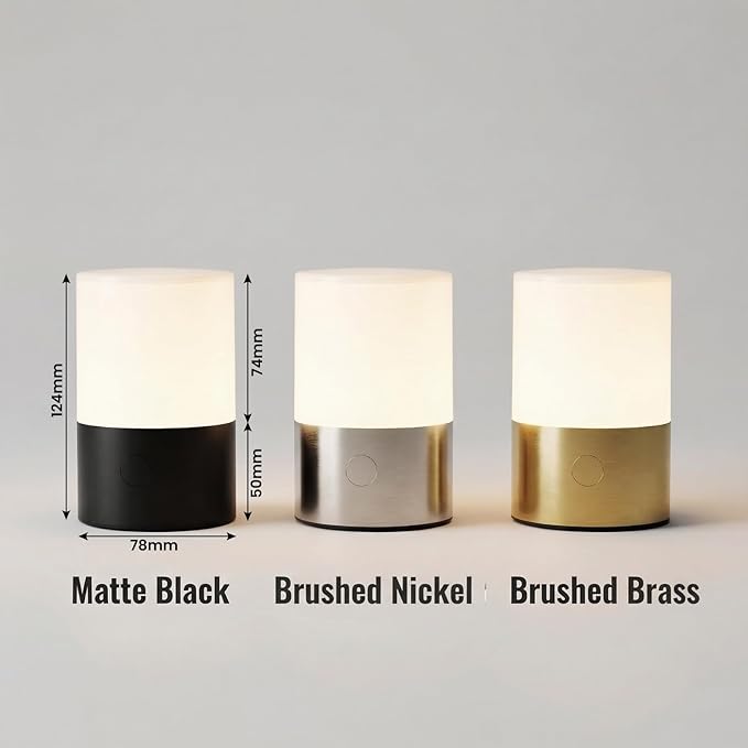 Small Table Lamp - Rechargeable, Portable, 10 Brightness Levels, Auto-Off Timer, Waterproof, Up to 20-Hours,Warm Light for Bedside, Reading, Dining,Travel, Camping & Décor-Brass