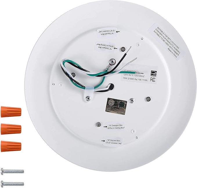 7.5" Ceiling Lighting Fixture I LED Lights for Bedroom I 16.5W (120W Eq), 120V, 2700K Porch Lights I Wet Location LED Light - 4/6" J-Box | Flush Mount Ceiling Light Fixture