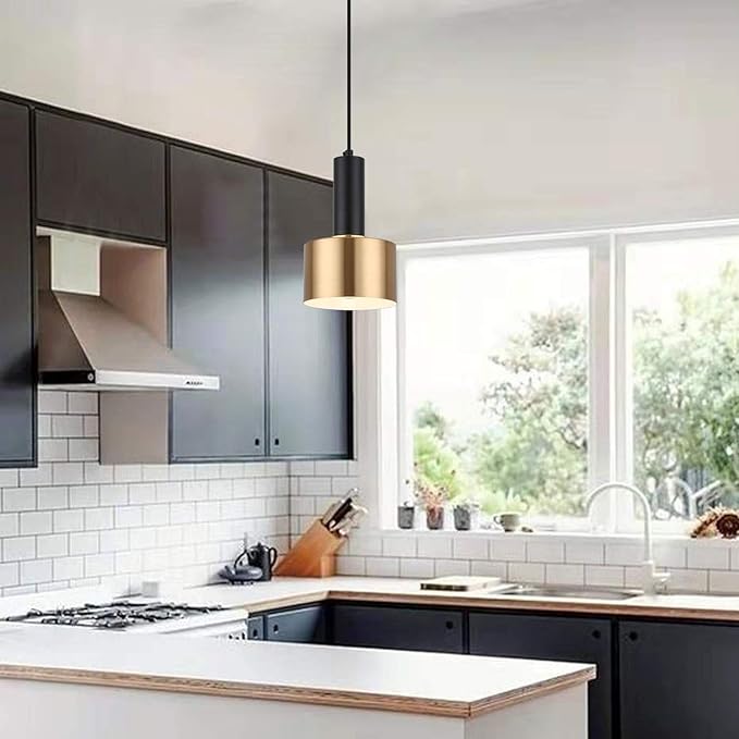 E26 Modern Black Gold Nordic Pendant Light Fixtures Hanging Lights for Kitchen Island Cafe Bar Dining Room Decor Lighting