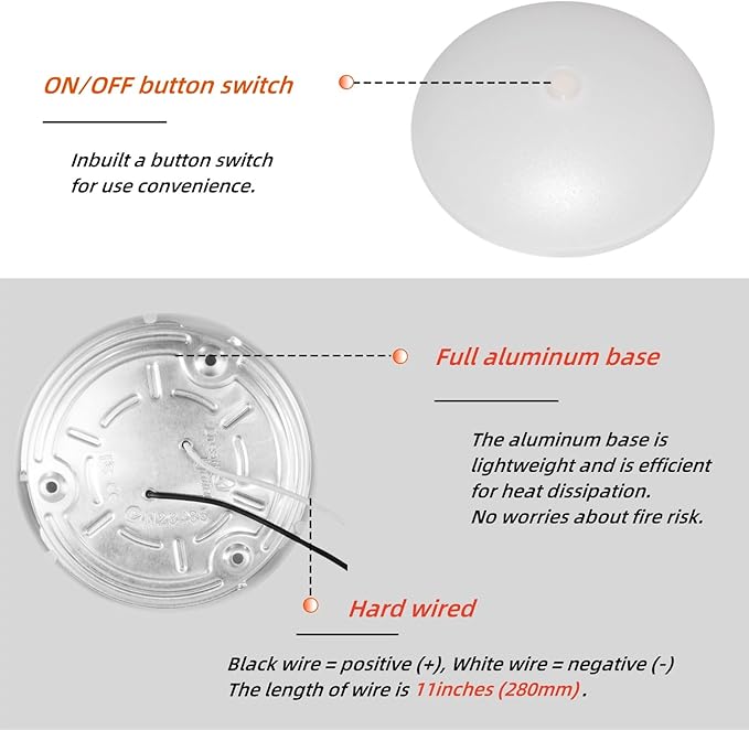 Dream lighting RV Ceiling Lights LED 12v 4.5 inch RV LED Puck Light Fixtures with Switch for Camper Trailer Boat Surface Mount 3500K White Lighting 5.4W 320 Lumens Pack of 2