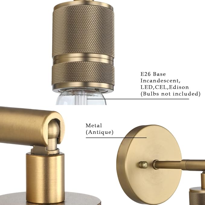 Phansthy 1-Light Sconce Light Antique Brass Finished Wall Sconces Set of Two for Bedroom Hallway Bathroom Living Room