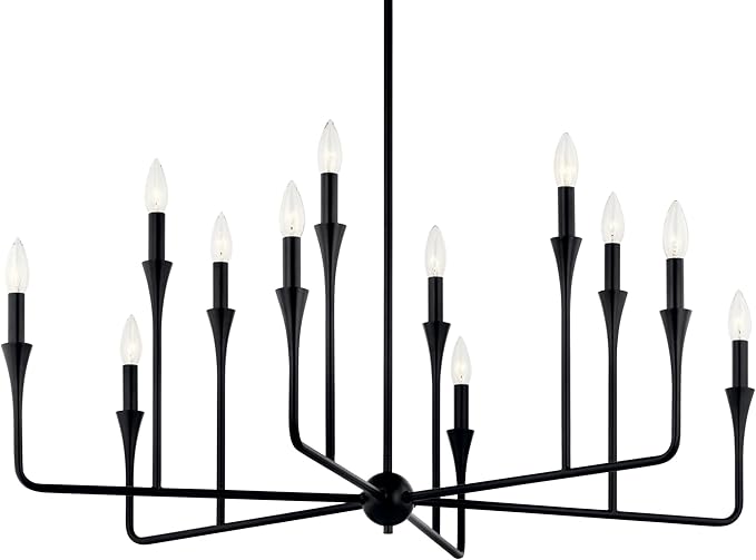 Kichler Alvaro 12-Light Multi-Tier Chandelier, Soft Modern Light in Black, for Foyer, Great or Living Room or Large Dining Room (20" x 39.75"), 52692BK