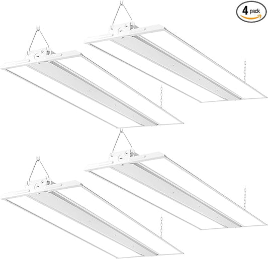 hykolity 4 Pack 4FT 250W LED Linear High Bay Shop Light, 33750LM 135LM/W, 100-277V, 0-10V Dim, 5000K Daylight Linear Hanging Light for Warehouse Workshops