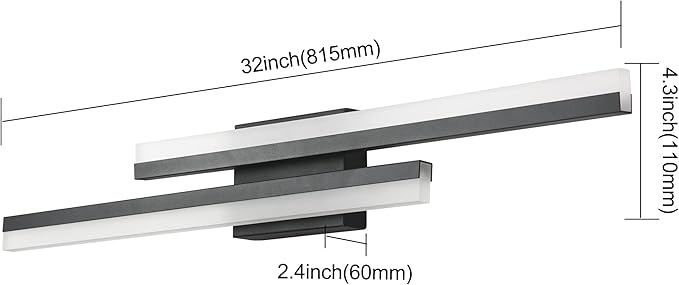 PRESDE LED Bathroom Vanity Light 32inch Bathroom Light Fixtures Over Mirror Black Modern Bath Vanity Lighting Bar Dimmable