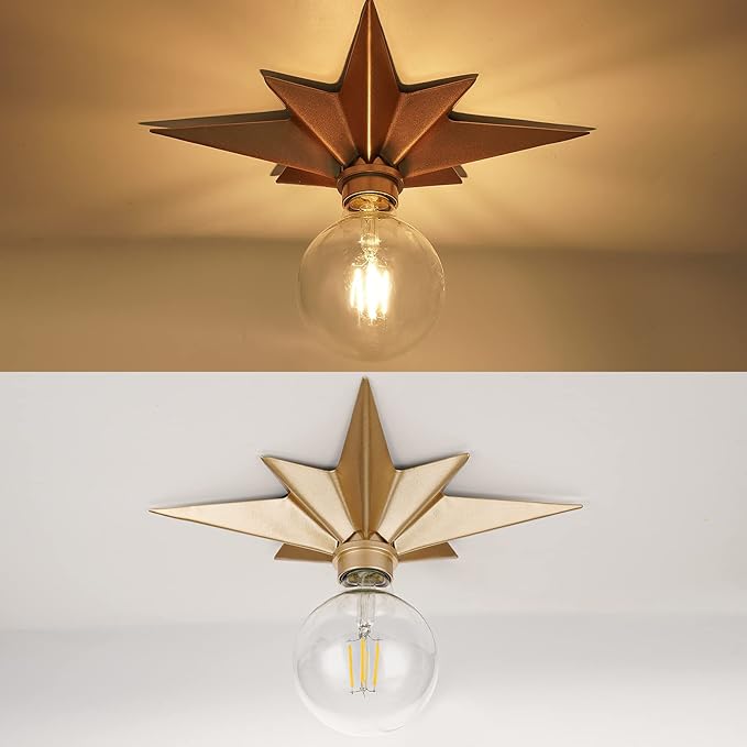 2 Pack Flush Mount Ceiling Light - Star Lights Fixture Hallway Lighting Fixtures Modern Ceiling Lights Brass Flush Mount Light Fixture for Kitchen Bathroom Bedroom Entryway (Bulb not included)