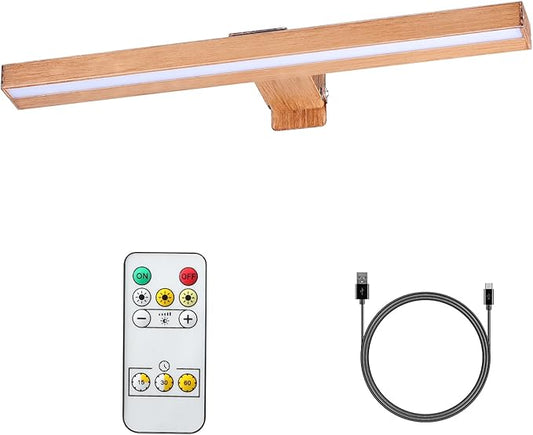 MIOBLUE LED Picture Light Battery Operated with Remote, 16in Rechargeable Picture Light for Paintings,Metal Display Art Light with Timer and Dimmable for Frame,Wal,Artwork,Portrait,Gallery,Dartboard