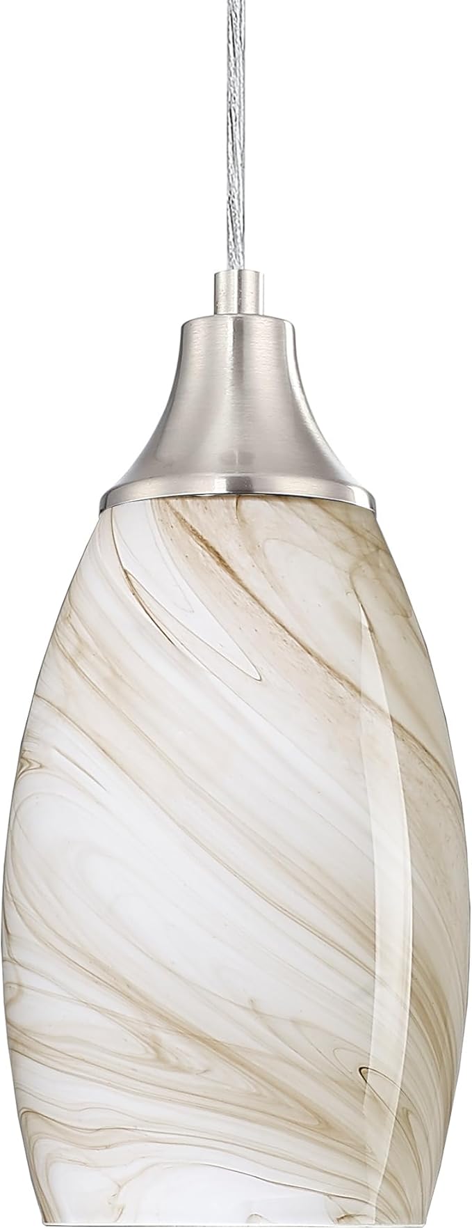 karyfine Mini Pendant Lights Kitchen Island Beige Marble Glass Lamp Shade Hand Blown Glass Pendant Light with Brush Nickel Finish Adjustable Cord for Kitchen Over Sink Hallway,Dining Room