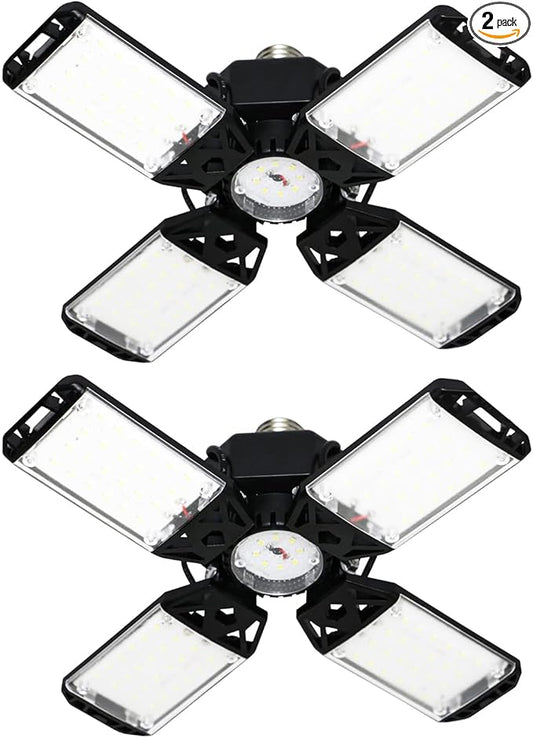 150W LED Garage Light 2Pack, 15000 Lumen 4+1 Adjustable Panel, 6500K Daylight Garage Lighting