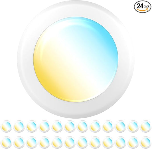 Sunco 24 Pack LED Disc Lights Ceiling 6 Inch, Flush Mount Disk Light, Recessed Can Lighting, 1050 LM, 15W (75W Equivalent), Selectable CCT 3000K/4000K/5000K/6000K/6500K, Dimmable, Damp Rated ETL