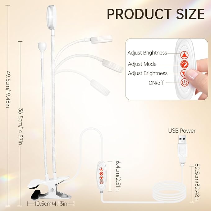 AORAEM LED Nail Lamp Double-Headed UV LED Light Quicky-Dry Duck Neck Lamp Dryer Curing Light with Portable Gooseneck and Clamp Flash Cure UV Light for Gel Nails Professional Home DIY Salon White