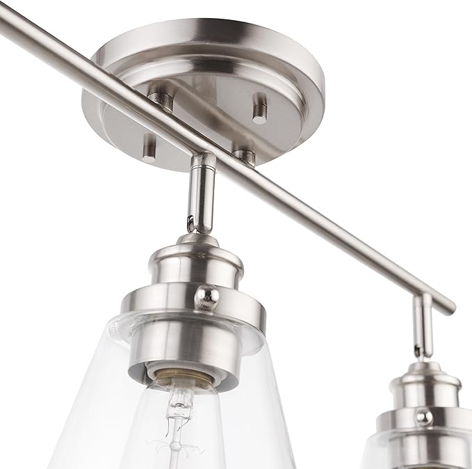 Globe Electric 59628 Jackson 3-Light Track Lighting, Brushed Nickel, Clear Glass Shades, Silver, Bulb Not Included